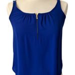 We The Free  Blue Zip Front Tank Top XS Sleeveless Flowy‎ Scoop Neck Festival FP Photo 0