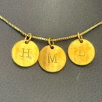 925 Gold Over Silver Vermeil Round Disc Initials 'H' ‘M’ & ‘L’ 18” Necklace 4g. Photo 5