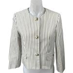 ZARA Cream White Striped Long Sleeve Gold Button Down Crop Blazer Coat Jacket S Photo 2