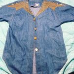 Gold Detailed Jean Shirt Size 6 Photo 2