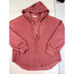 New in Hooded Pullover Top Button Detail Drawstring Coral Pink Casual Comfy M Size M Photo 1