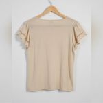 Liz Claiborne Yellow Short Flutter Sleeve Top Photo 2