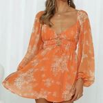 Hello Molly Hidden Kisses dress orange floral print long sleeve babydoll XS 2 Photo 0