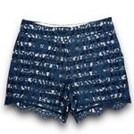 Anthropologie Anthro Cartonnier Lace Overlay Dressy Casual Shorts Striped Lining Navy Blue 2 Photo 0