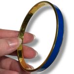 Vintage Monet Womens Bangle Bracelet Slip On Blue Gold Fashion Jewelry Photo 2