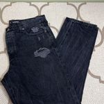 Old Navy  high rise slouchy straight distressed button fly black jeans, 12 tall Photo 5