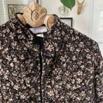 Vintage 70s Cottagecore Quilted Band Collar Jacket Brown Velveteen Floral S Photo 1