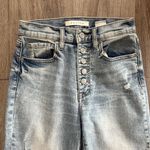 Eunina  Light Blue Denim Jeans Dawn High Rise wide Leg Crop Denim Distressed Photo 2