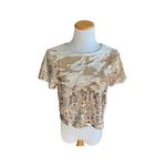 Buckle Womens Ark & Co Gold Metallic Bling Sequin Stunning Holiday Top - Sz S Photo 3