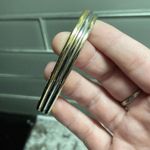 24K Gold Electro Plated Women’s Metal Costume Bangle Bracelet Two Tone Photo 3