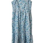 Draper James  Blue Floral Smocked Ruffle Strap Dress Photo 6