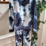 Women's Navy Tie Dye Polyester Casual Leggings Yoga Pant & Jacket 2 Pcs Set L/XL Blue Photo 8