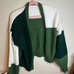 SheIn  Green and White Colorblock Cardigan Photo 0