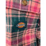 Dickies  Juniors Womens Long Sleeve Loose Fit Button-Down Shirt Pink Plaid‎ XS Photo 3