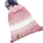 Handmade pom hat rose pink knit slouchy removable faux fur pompom adult winter Photo 0