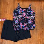 T.H.E. Blouson Tankini Top Swim Shorts Floral Black plus size 22W NWT Mastectomy Photo 1