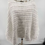 Ralph Lauren Lauren White Knit Fringe Poncho Sweater Size Large/XL Beach Travel Photo 0
