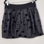 Vila Black Polka Dot Mini Skirt Size Medium Black Velvet Polka Dot Flirty Skirt Photo 3