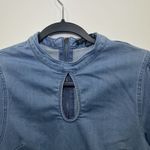 Bodycon Denim Cutout Above Knee Dress Puff Sleeves Size Large Blue Photo 1