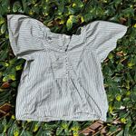 Madewell  Striped Courtyard Flutter-Sleeve Top in Stripe XXS Photo 3