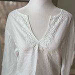 Country Store White Embroidered Cotton Long Sleeve V Neck Tunic Top Sz Medium Photo 6