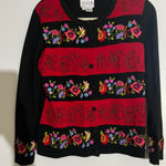 🌹 Just B Floral Embroidered Sweater – Size S – Bold, Artistic, and Beautiful Black Photo 0