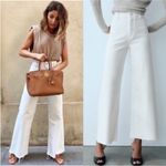ZARA Straight Wide Leg Jeans in Ivory White size 8 Photo 1