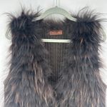 Viktoria Stass New York Women Faux Fur Trim Vest Dark Brown Cable Knit Size M Size M Photo 4