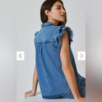 Anthropologie  Pilcro Ruffle Button Down Denim Blouse Sz Small EUC Photo 3