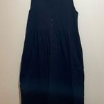 Pact  Relaxed Slub Knit Organic Cotton Henley Tank Midi Dress Black Size Small Photo 3