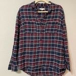 Beach Lunch Lounge Blue Plaid Button Down Shirt Womens S Flannel Casual Fall Photo 0
