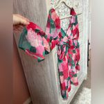 Louna multicolor floral, long puff sleeve, cutout waist mini dress romantic med. Pink Photo 8