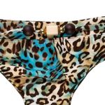 St. John Leopard Print Bikini Bottoms Beaded Size 8 Blue & Brown Resort Travel Photo 2