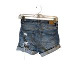 American Eagle  Blue Distressed Ripped Hi-Rise Shortie Cuffed Shorts Women Sz 0 Photo 1