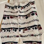 Vintage Speckled Floral Cottage House Tree Print Button Front Sweater Vest in Cream Tan Size L Photo 2