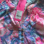 Lilly Pulitzer NWT ESSIE TOP, PINK ISLE, SNAPPY TURTLE XS MSRP $58 Photo 2