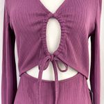 NSR New  Cut Out Ribbed Knit Bodycon Dress Long Sleeve Midi Purple Photo 4