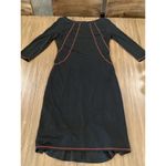David Meister  Black red stitch detail Knee Length sheath Dress 3/4 Sleeves  10 Photo 4