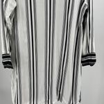 Embroidered tunic Black and White Striped Blouse Red rose Accent button up Size L Photo 9