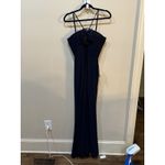 XScape Women's Rosette Halter Gown Sleeveless Front slit Formal Dress Navy 10 Photo 1