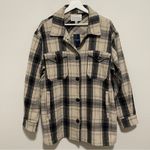 Lucky Brand NWT Women's Beige and Black Buffalo Plaid Oversized Shirt Jacket M Photo 4