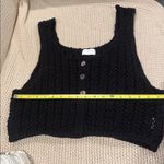 Isalis  WOMEOBlack Knit Button-Up Women's Top MEDIUM Photo 2