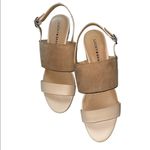 Lucky Brand  Gewel Nubuck Cobblestone Leather Block Heel Slingback Sandals size 9 Photo 1