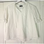 1. State  white cotton eyelet puff sleeve blouse small Photo 3