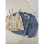 American Eagle NWT Neutral Lace Babydoll Tank - High Neck Blouse Bundle Size S Photo 2