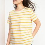Old Navy size, large, short sleeve, yellow, and white striped top Photo 1
