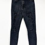 ZARA  Black Distressed Ripped Denim High Rise Skinny Jeans Size 8 Photo 0