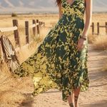 Sundance Soliloquies Citron Floral Print Midi Maxi Dress Green Size M Photo 0