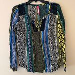 Plenty By Tracy Reese Anthropologie Boho Geometric Print Blouse Women’s Small Photo 0