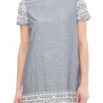 Esley  Chambray & White Embroidered Shift Dress Photo 1